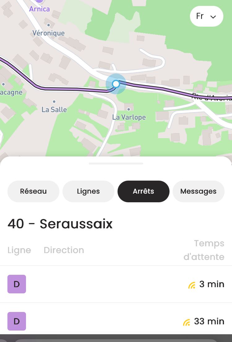 Click on stop name in PYSAE to see all schedules